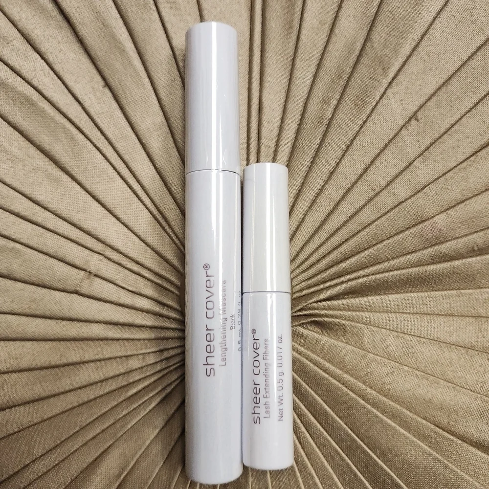 Sheer Cover Black Lengthening Mascara + Lash Extending Fibers Set In Full Size